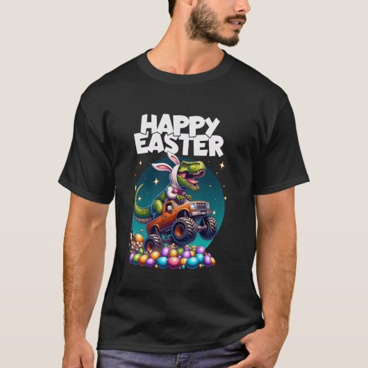 Jongens Happy Easter Bunny T Rex Dinosaur Monster T-shirt (Voorkant)