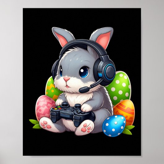 Jongens Happy Paasdag Konijntje Ei Videogame Kinde Poster (Voorkant)