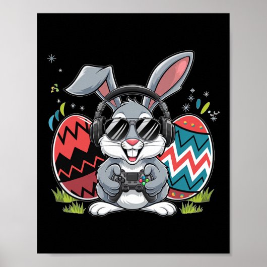 Jongens Happy Paasdag Konijntje Ei Videogame Kinde Poster (Voorkant)