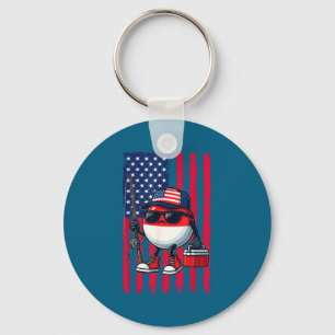 Jongens hengel Amerikaanse vlag Patriottische viss Sleutelhanger