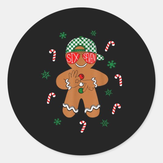 Jongens Heren Kerstmis 6 7 Peperkoek Grappig Meme Ronde Sticker (Voorkant)