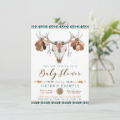 Jongens Herten Antler Tribal Baby Shower Uitnodigi Kaart (Staand voorkant)
