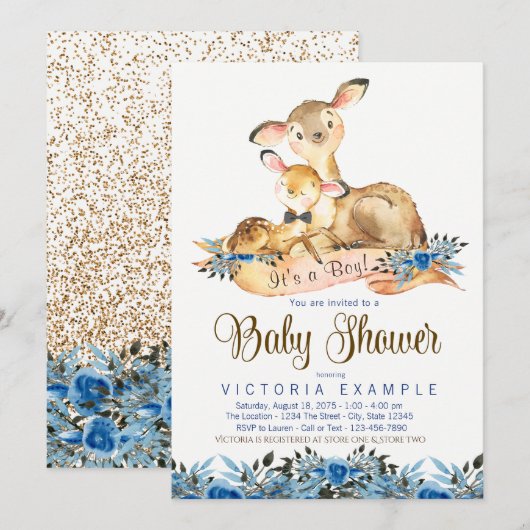 Jongens Herten Baby Douche Uitnodigingen (Voorkant / Achterkant)