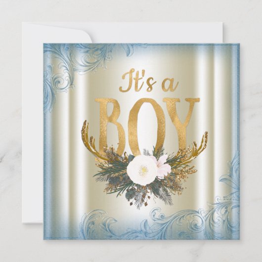 Jongens Herten Gewei Baby Shower Kaart (Voorkant)