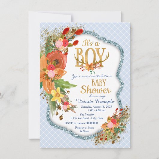 Jongens Herten Gewei Baby Shower Kaart (Voorkant)