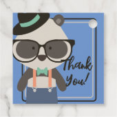 Jongens Hipster Mister Panda Beer Verjaardag Bedankjes Labels (Achterkant)