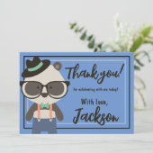 Jongens Hipster Mister Panda Beer Verjaardag Bedankkaart (Staand voorkant)