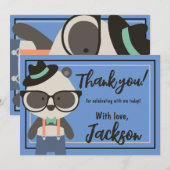 Jongens Hipster Mister Panda Beer Verjaardag Bedankkaart (Voorkant / Achterkant)