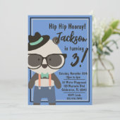 Jongens Hipster Mister Panda Beer Verjaardag Kaart (Staand voorkant)