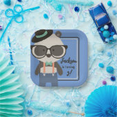 Jongens Hipster Mister Panda Beer Verjaardag Papieren Bordje (Feest)