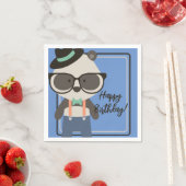 Jongens Hipster Mister Panda Beer Verjaardag Servet (Insitu)