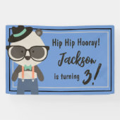 Jongens Hipster Mister Panda Beer Verjaardag Spandoek (Horizontaal)
