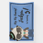 Jongens Hipster Mister Panda Beer Verjaardag Spandoek (Verticaal)