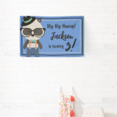Jongens Hipster Mister Panda Beer Verjaardag Spandoek (Insitu)