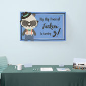 Jongens Hipster Mister Panda Beer Verjaardag Spandoek (Beurs)