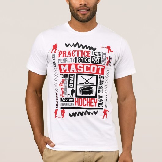 Jongens Hockey Terminologie in Rood T-shirt (Voorkant)