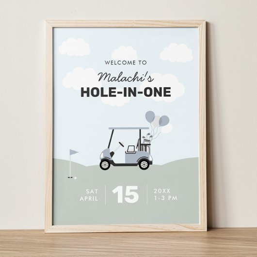 Jongens 'Hole-in-One Golf 1e verjaardag welkomstbo Poster