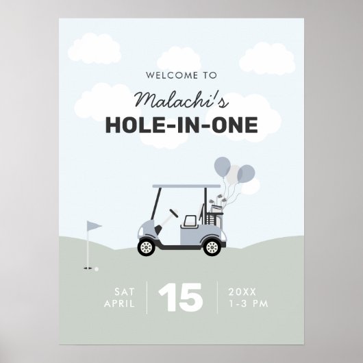 Jongens 'Hole-in-One Golf 1e verjaardag welkomstbo Poster (Voorkant)