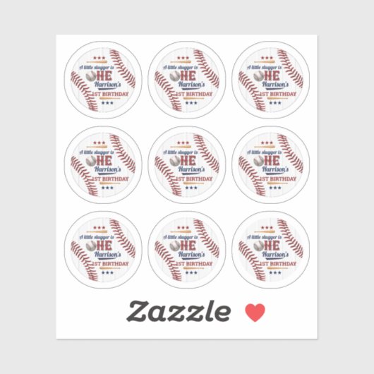 Jongens Honkbal 1e Verjaardag kleine 0.75" sticker (Vel)