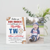 Jongens Honkbal 2e Verjaardagsfeestje Batter Up Fo Kaart (Staand voorkant)