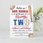 Jongens Honkbal 2e Verjaardagsfeestje Batter Up Kaart (Staand voorkant)