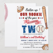 Jongens Honkbal 2e Verjaardagsfeestje Batter Up Kaart (Voorkant / Achterkant)