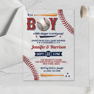 Jongens honkbal baby shower acryl uitnodigingen