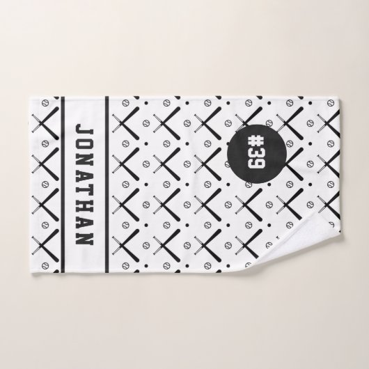 Jongens Honkbal Bat & Bal Patroon Naam Team Nummer Handdoek (Handdoek)