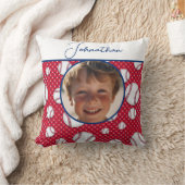Jongens honkbal rood wit blauw aangepaste foto met kussen (Deken)