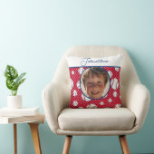 Jongens honkbal rood wit blauw aangepaste foto met kussen (Stoel)