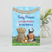 Jongens Honkbal Thema Etnisch Baby shower Kaart (Staand voorkant)