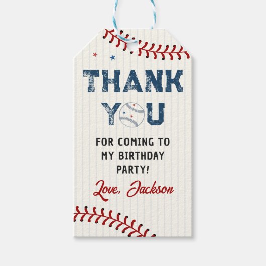 Jongens Honkbal Verjaardag Dank u Cadeaulabel (Voorkant)