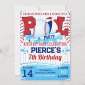 Jongens Honkbal Verjaardag Zwembad Party Uitnodigi Kaart (Voorkant)