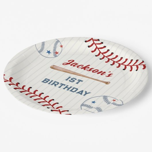 Jongens Honkbal Verjaardagsfeestje Papieren Bordje (Gekanteld)