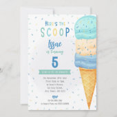 Jongens Ice Cream Cone Uitnodigen - Blauw Groen Sc Kaart (Voorkant)