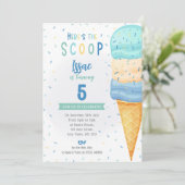 Jongens Ice Cream Cone Uitnodigen - Blauw Groen Sc Kaart (Staand voorkant)