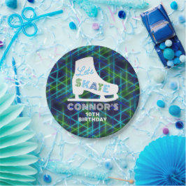Jongens Ice Skateday Party Neon Papieren Bordje