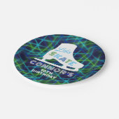 Jongens Ice Skateday Party Neon Papieren Bordje (Gekanteld)