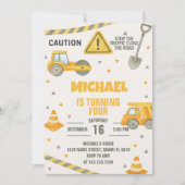 Jongens in aanbouw Verjaardag uitnodiging (Voorkant)