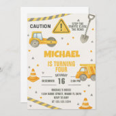 Jongens in aanbouw Verjaardag uitnodiging (Voorkant / Achterkant)