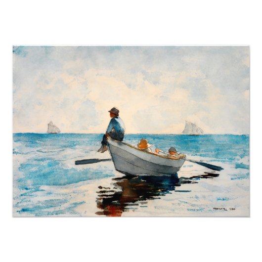 Jongens in een Dory door Winslow Homer Foto Afdruk (Voorkant)