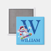 Jongens initiaal sneeuwpopje magneet (Voorkant / Achterkant)