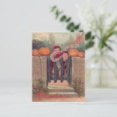 Jongens Jack O lantaarn pompoen hek Briefkaart (Staand voorkant)