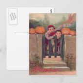 Jongens Jack O Lantern Pompoen Hekwerk Briefkaart (Voorkant / Achterkant)