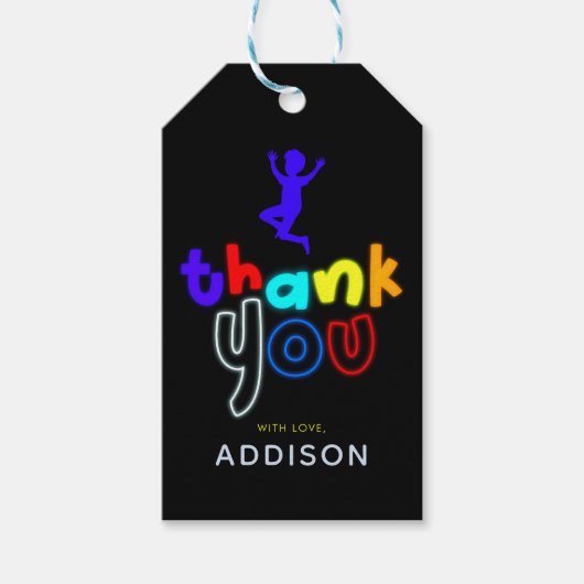 Jongens Jump Neon Trampoline Verjaardagsgunst Cadeaulabel (Voorkant)