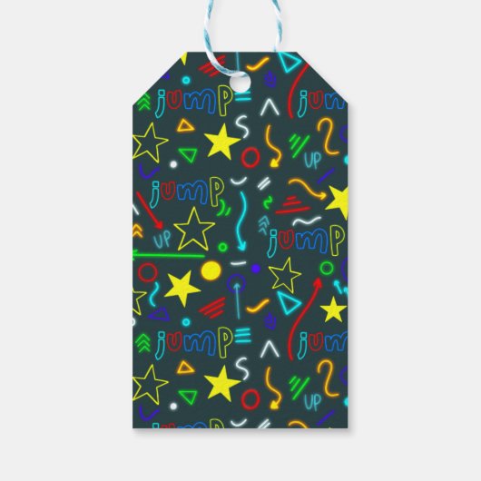 Jongens Jump Neon Trampoline Verjaardagsgunst Cadeaulabel (Achterkant)