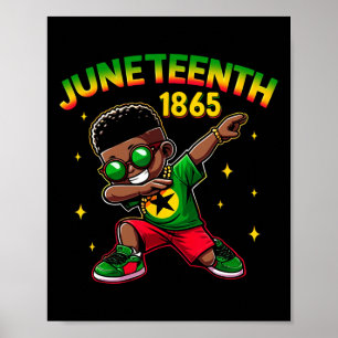 Jongens Juneteenth Dabbing Zwarte Koning Melanin B Poster