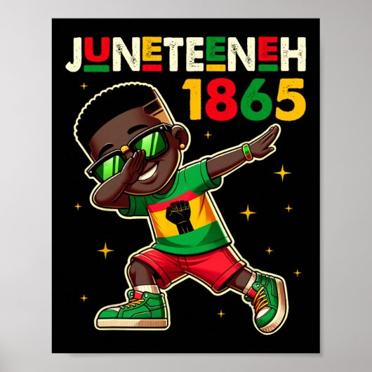 Jongens Juneteenth Dabbing Zwarte Koning Melanin B Poster (Voorkant)