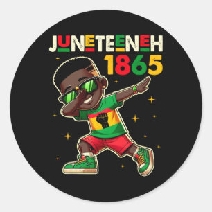 Jongens Juneteenth Dabbing Zwarte Koning Melanin B Ronde Sticker
