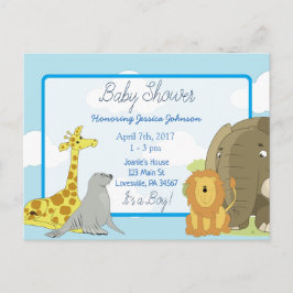 Jongen's Jungle of Dierentuin Dieren Thema Baby Sh Uitnodiging Briefkaart